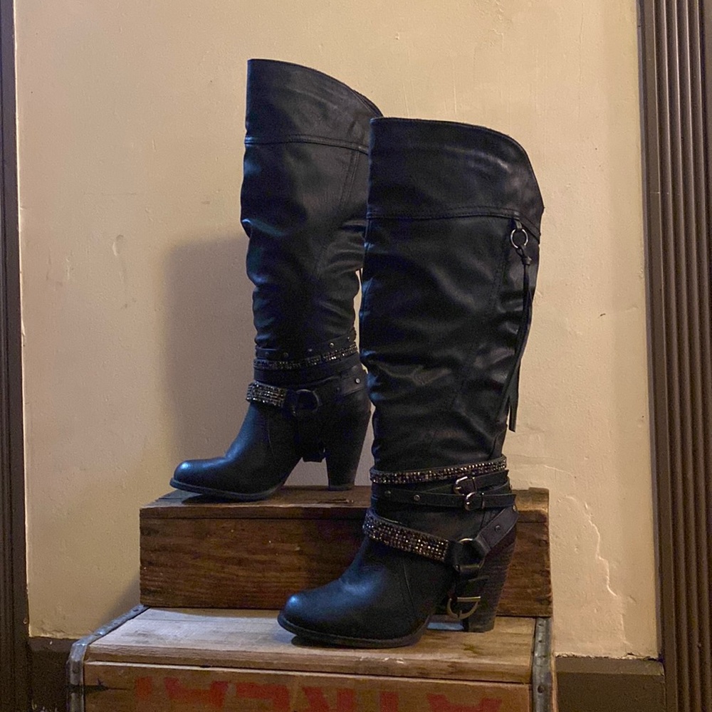 Not Rated- healed boots with gem buckle